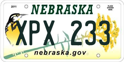 NE license plate XPX233