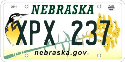 NE license plate XPX237