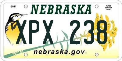 NE license plate XPX238