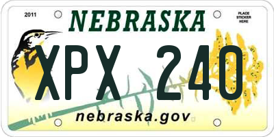 NE license plate XPX240