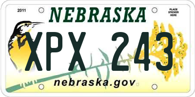 NE license plate XPX243