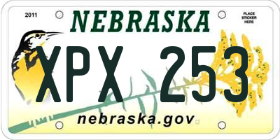NE license plate XPX253