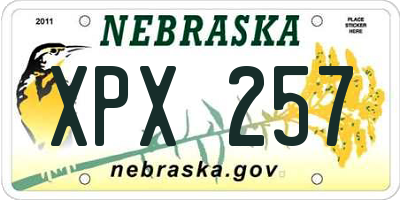 NE license plate XPX257