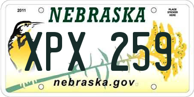 NE license plate XPX259