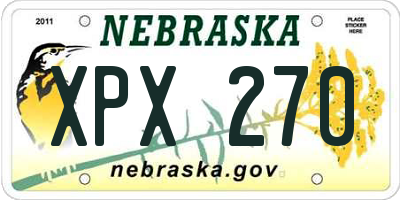 NE license plate XPX270