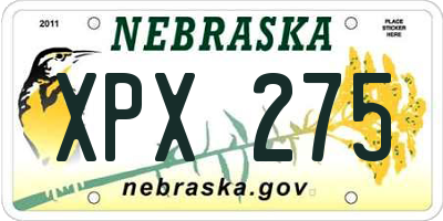 NE license plate XPX275