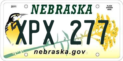 NE license plate XPX277