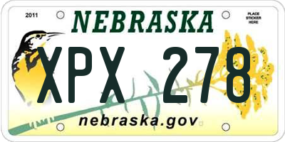 NE license plate XPX278