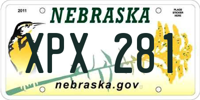 NE license plate XPX281