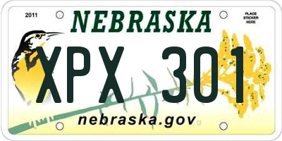 NE license plate XPX301