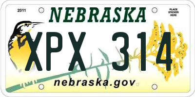 NE license plate XPX314