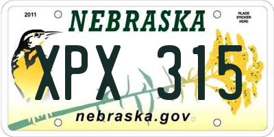NE license plate XPX315