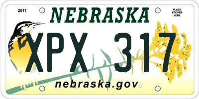 NE license plate XPX317