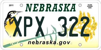 NE license plate XPX322
