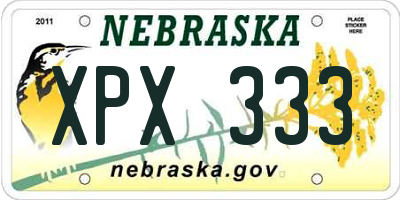 NE license plate XPX333