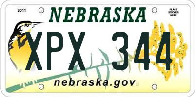 NE license plate XPX344