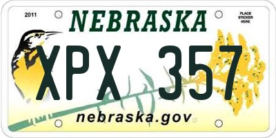 NE license plate XPX357