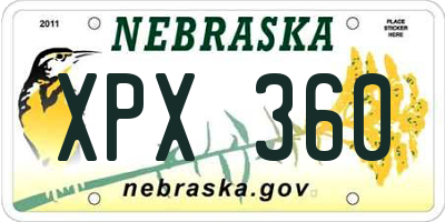 NE license plate XPX360