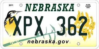 NE license plate XPX362