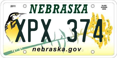 NE license plate XPX374