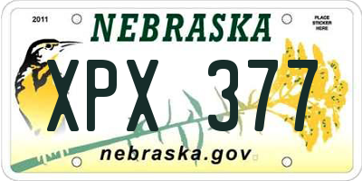 NE license plate XPX377