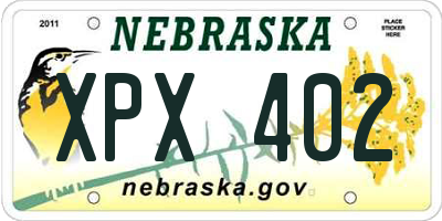 NE license plate XPX402