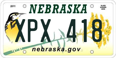NE license plate XPX418