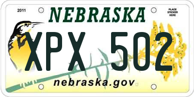 NE license plate XPX502