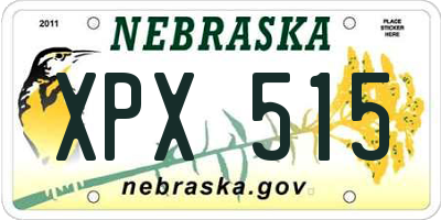 NE license plate XPX515