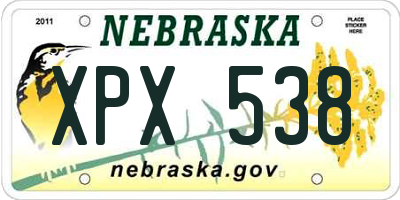 NE license plate XPX538