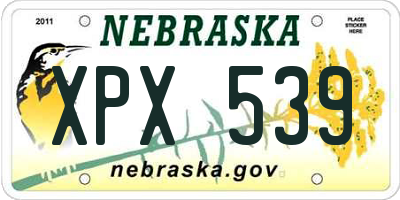 NE license plate XPX539