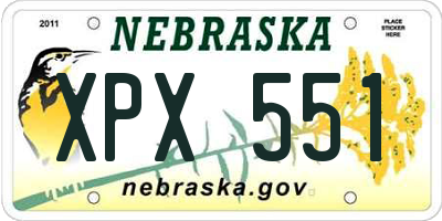 NE license plate XPX551