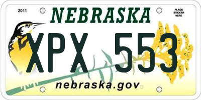 NE license plate XPX553