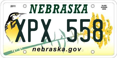 NE license plate XPX558
