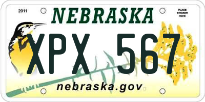 NE license plate XPX567