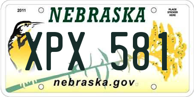NE license plate XPX581