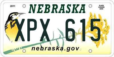 NE license plate XPX615