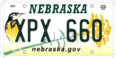 NE license plate XPX660