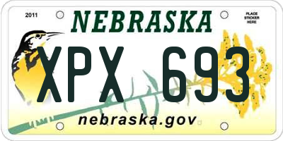 NE license plate XPX693