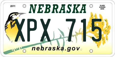 NE license plate XPX715