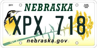 NE license plate XPX718