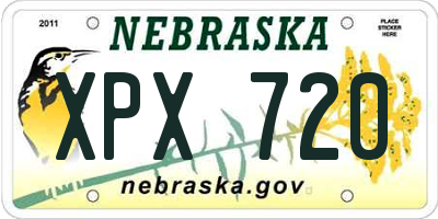 NE license plate XPX720