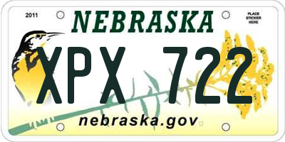 NE license plate XPX722