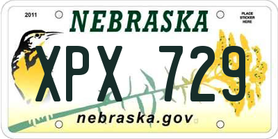 NE license plate XPX729
