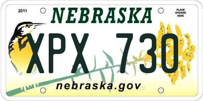 NE license plate XPX730