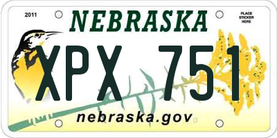 NE license plate XPX751