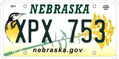 NE license plate XPX753