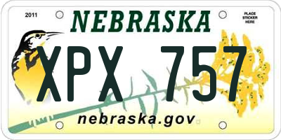 NE license plate XPX757