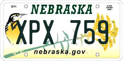 NE license plate XPX759
