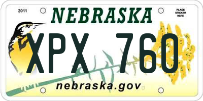 NE license plate XPX760